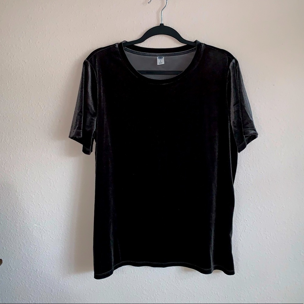Old Navy short sleeve dark grey velvet blouse